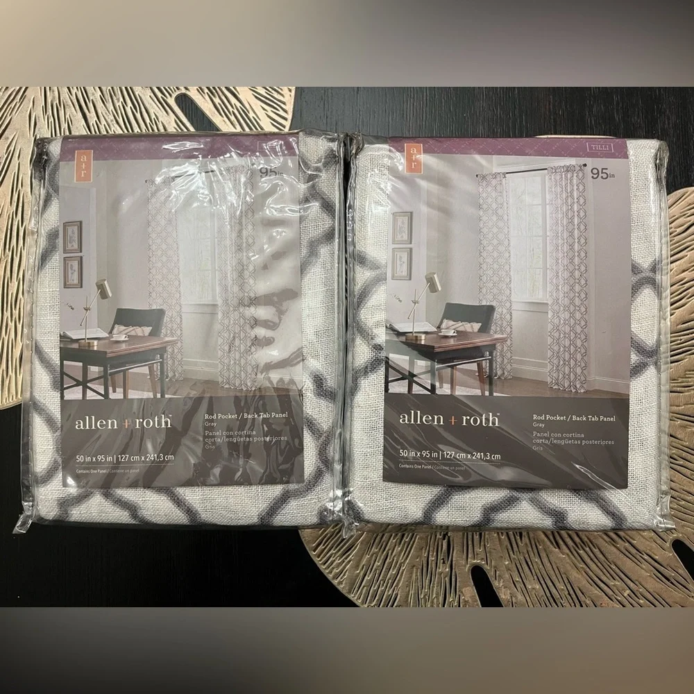 2PK Allen+Roth 50x95-in Grey Light Filtering Back Tab Curtain Panels